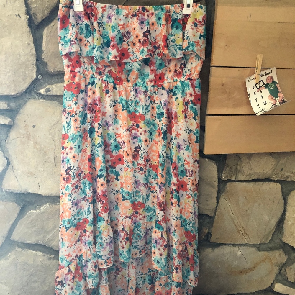 American Rag Floral Strapless High-Low Dress